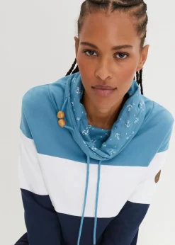 Sweatshirt mit bedrucktem Kragen aus reiner Baumwolle