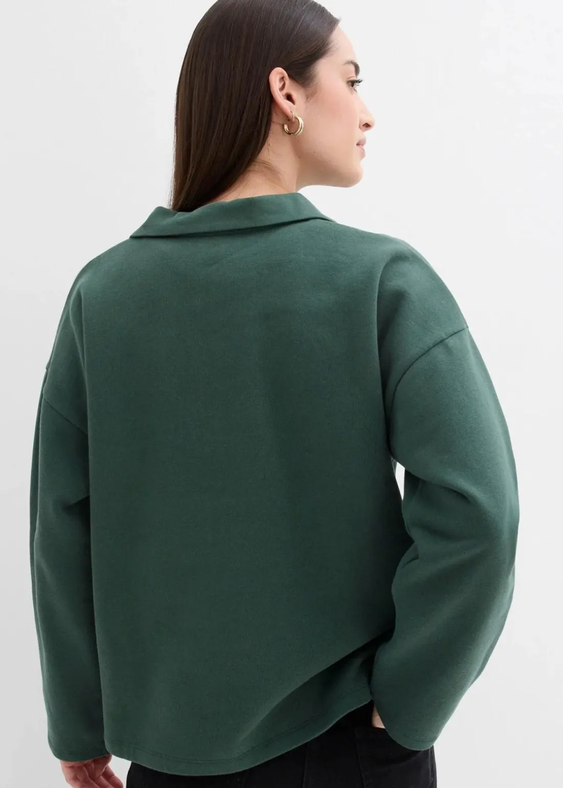 Sweatshirt mit gestricktem Polokragen aus Bio-Baumwolle