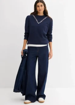 Sweatshirt mit Stickerei aus Baumwoll-Mix