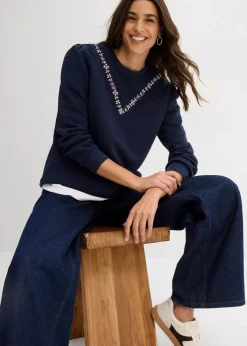 Sweatshirt mit Stickerei aus Baumwoll-Mix