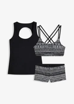 Tankini (3-tlg. Set) mit Bustier-Bikinioberteil