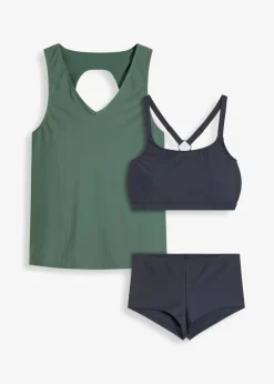Tankini (3-tlg.Set) mit Bandeau-Bikinioberteil
