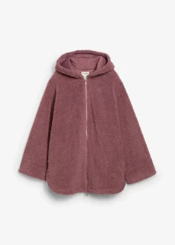 Teddy-Fleece Jacke in A-Linie mit Seitenschlitzen