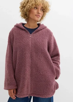 Teddy-Fleece Jacke in A-Linie mit Seitenschlitzen