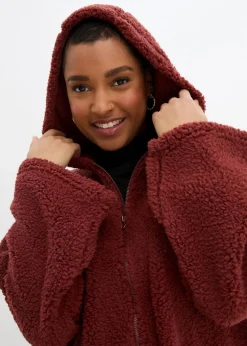 Teddy-Fleece Jacke in A-Linie mit Seitenschlitzen