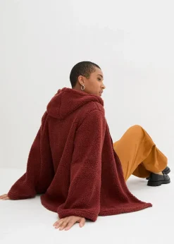 Teddy-Fleece Jacke in A-Linie mit Seitenschlitzen