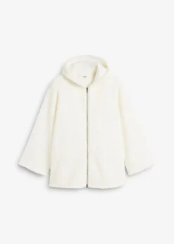 Teddy-Fleece Jacke in A-Linie mit Seitenschlitzen