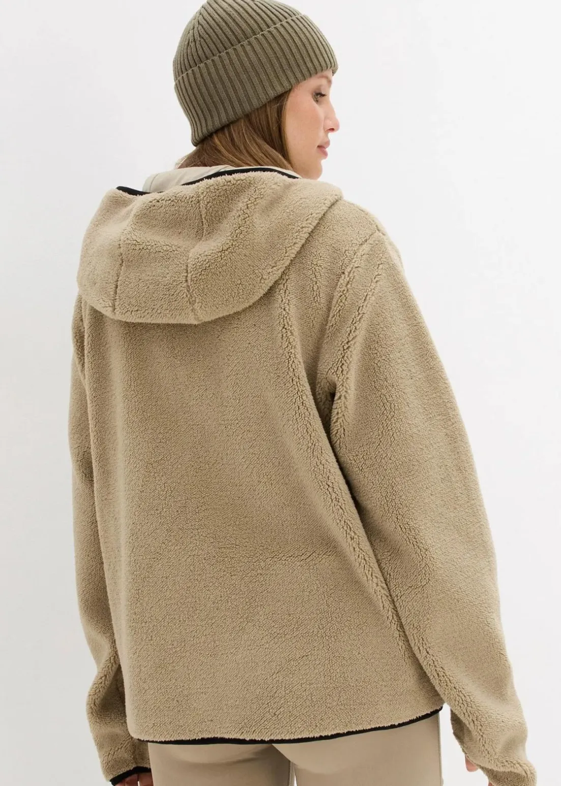 Teddy-Fleece Jacke mit Kapuze