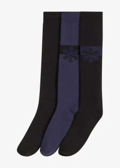 Thermo Kniestrümpfe mit weichem Innenfrottee mit Bio-Baumwolle (3er Pack)