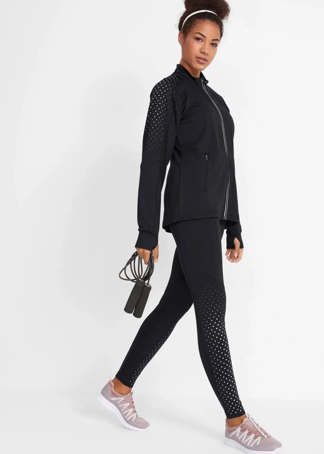 Thermo Sportjacke mit reflektierendem Druck