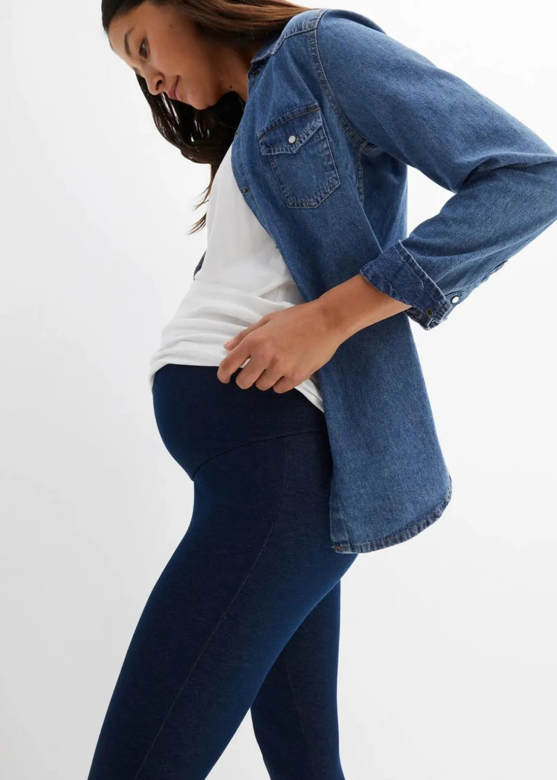 Thermo-Leggings für die Schwangerschaft in Jeansoptik