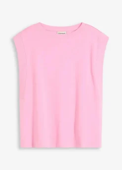 Top mit Ripp-Einsatz am Ärmel