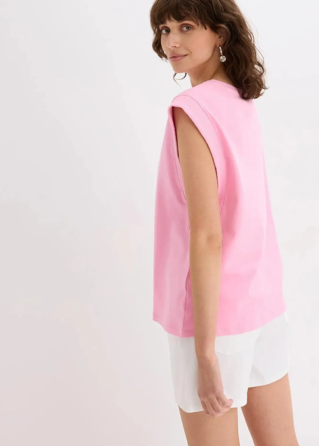 Top mit Ripp-Einsatz am Ärmel