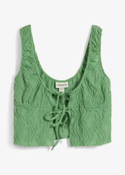 Top mit Schnürung in Struktur Optik