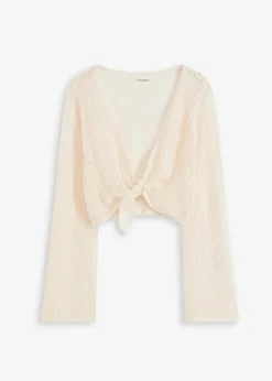 Transparente Strand Ajour-Strickjacke