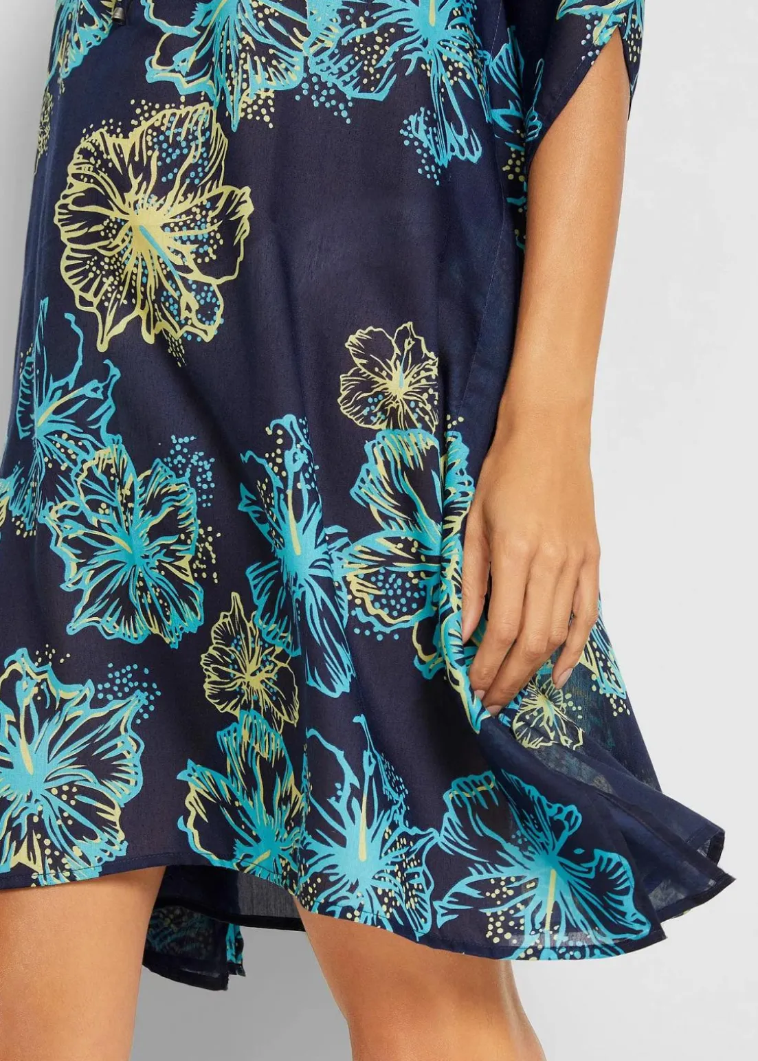 Transparente Strandtunika mit V-Ausschnitt