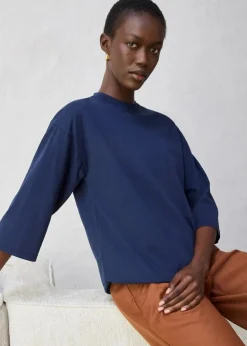 Trapezförmiges Shirt mit Seidenanteil