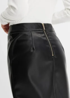 Trendiger Lederimitat-Bleistiftrock