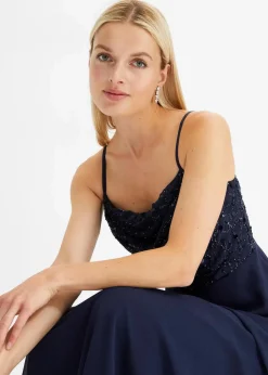 Trägerkleid mit Paillettenstickerei