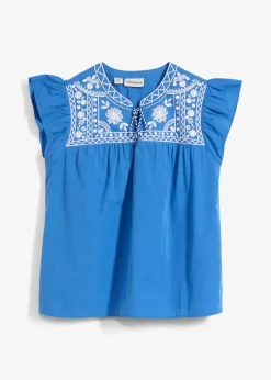 Tunika mit Seidenanteil und Stickerei