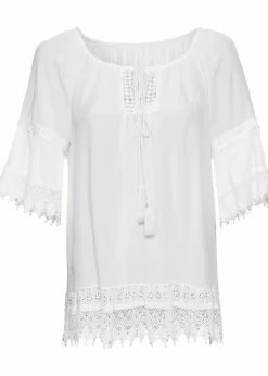 Tunika mit Spitze aus softer Viskose