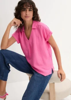 Tunikabluse aus luftigem Leinen-Mix