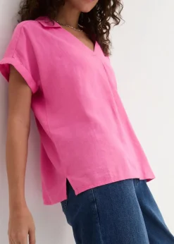 Tunikabluse aus luftigem Leinen-Mix