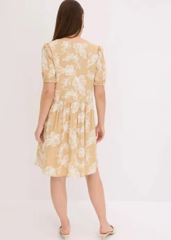 Tunika-Kleid mit Stickerei aus fließender Viskose