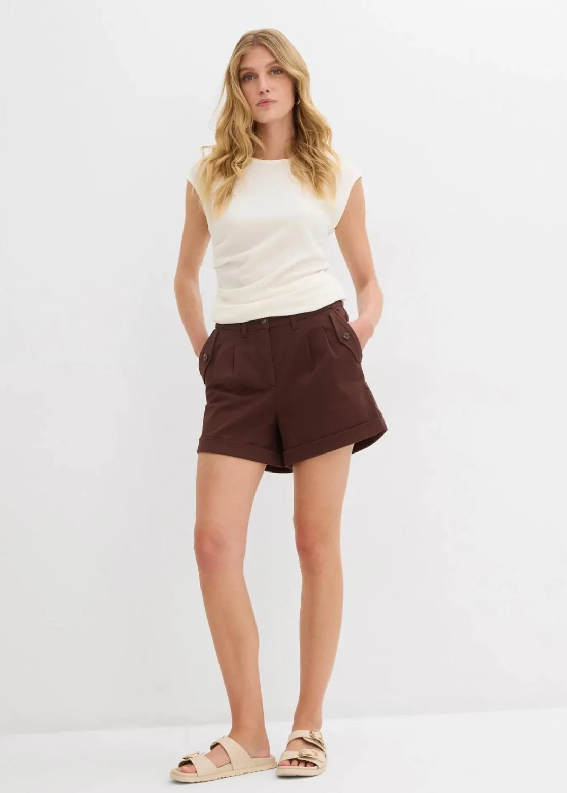 Twill-Shorts mit hohem Bund