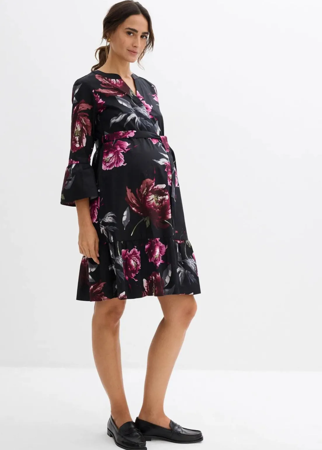 Umstands- und Stillblusenkleid aus reinem Bio-Baumwoll-Satin