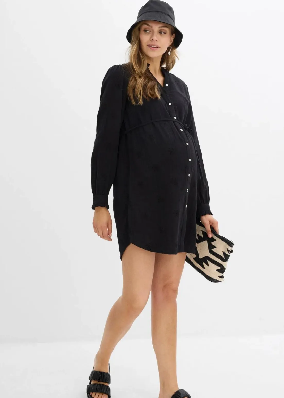 Umstandsblusenkleid aus weichem Baumwoll-Musselin