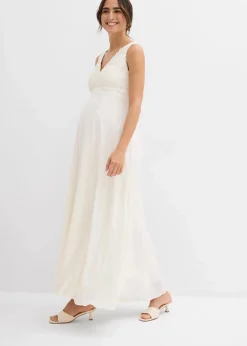 Umstands-Hochzeitskleid aus Spitze, Satin und Georgette