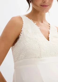 Umstands-Hochzeitskleid aus Spitze, Satin und Georgette