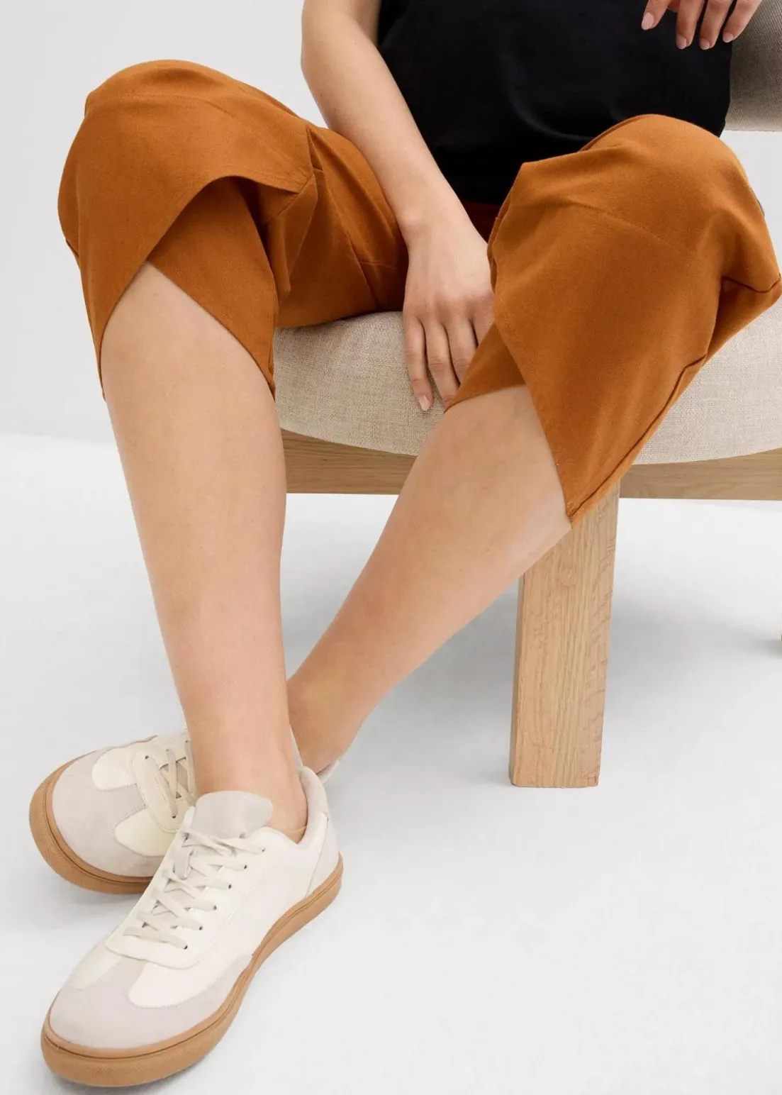 Umstandshose mit Bauchband aus Leinen-Mix