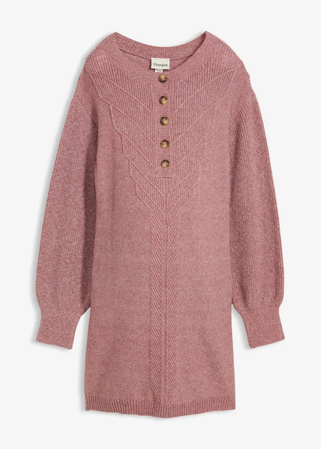 Umstandsstrick- und Stillstrickkleid mit langer Knopfleiste
