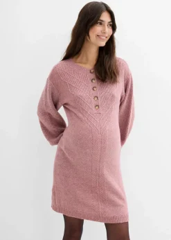 Umstandsstrick- und Stillstrickkleid mit langer Knopfleiste