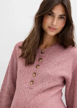 Umstandsstrick- und Stillstrickkleid mit langer Knopfleiste