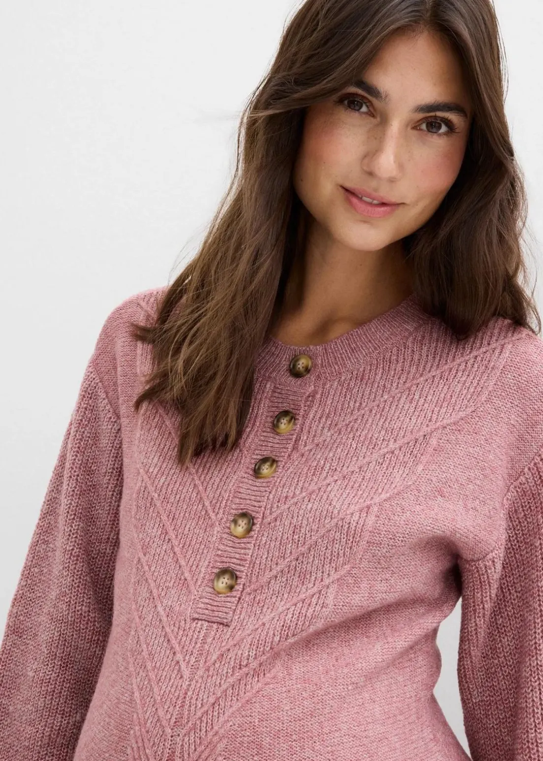 Umstandsstrick- und Stillstrickkleid mit langer Knopfleiste