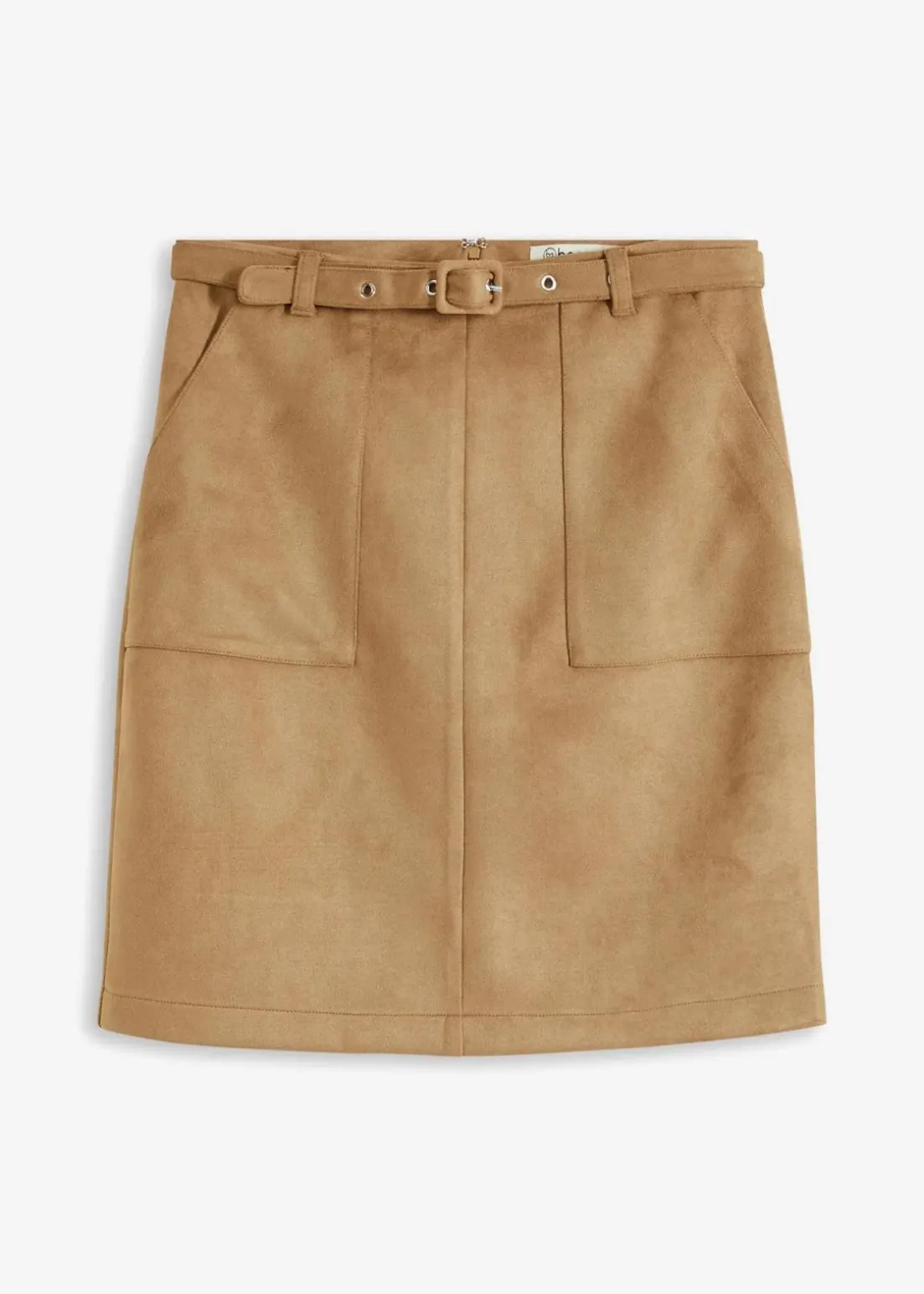 Velourlederimitat-Rock mit Gürtel