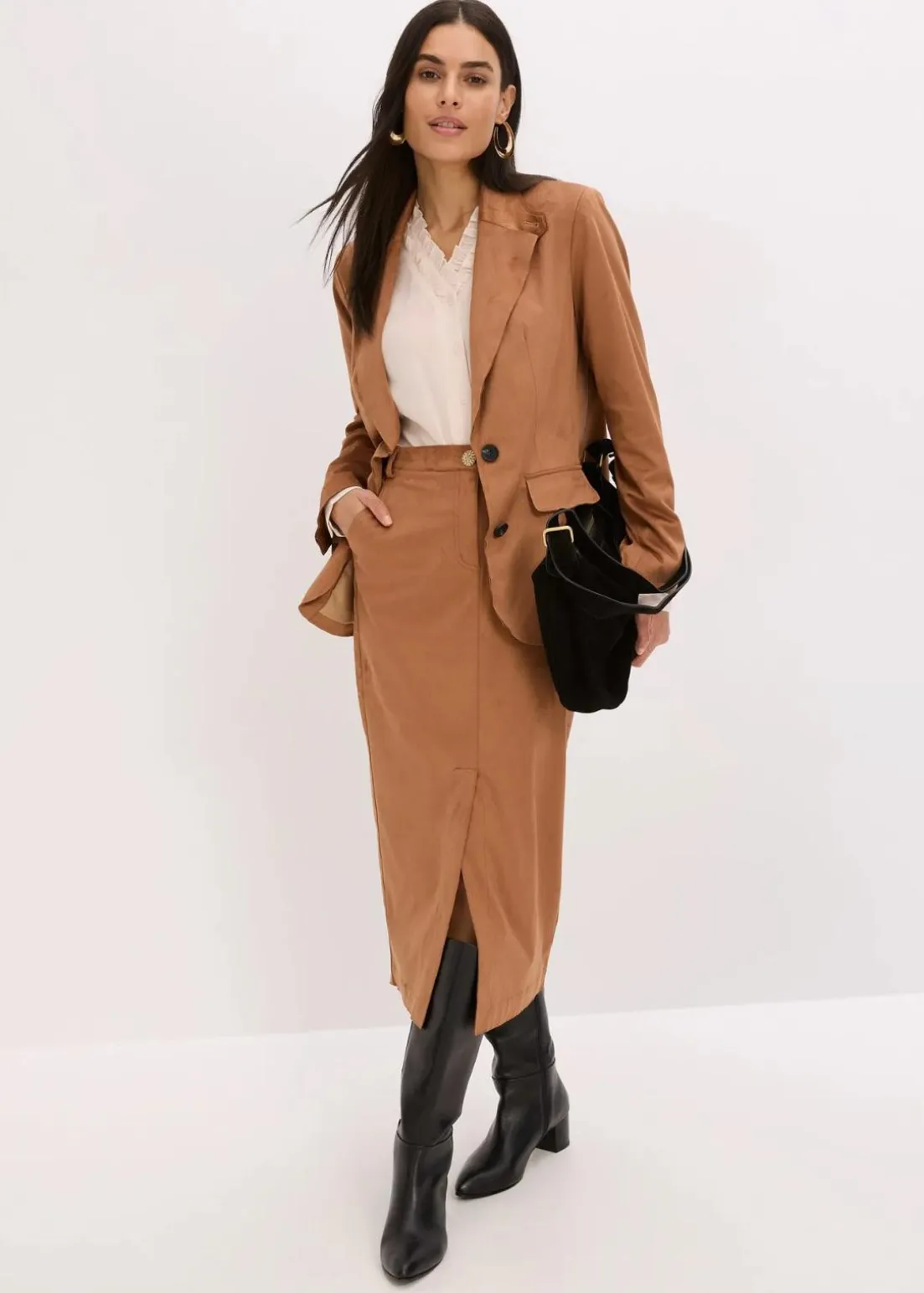 Velourslederimitat-Blazer