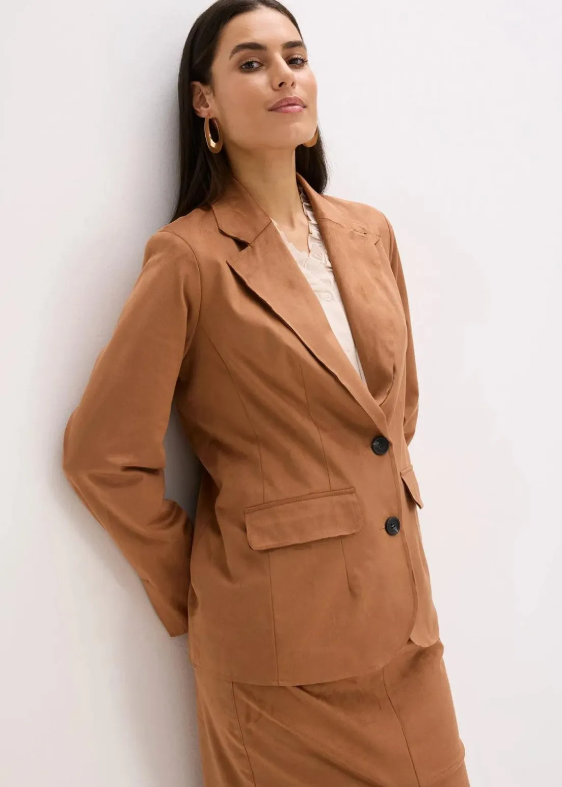 Velourslederimitat-Blazer