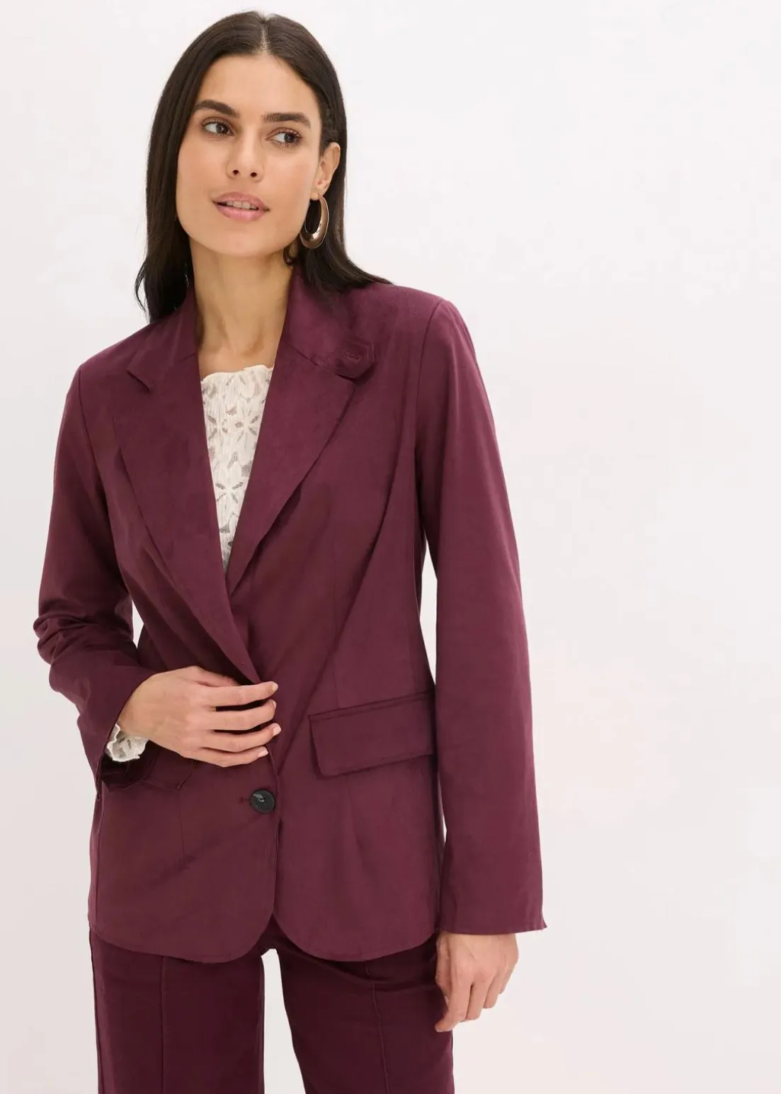 Velourslederimitat-Blazer