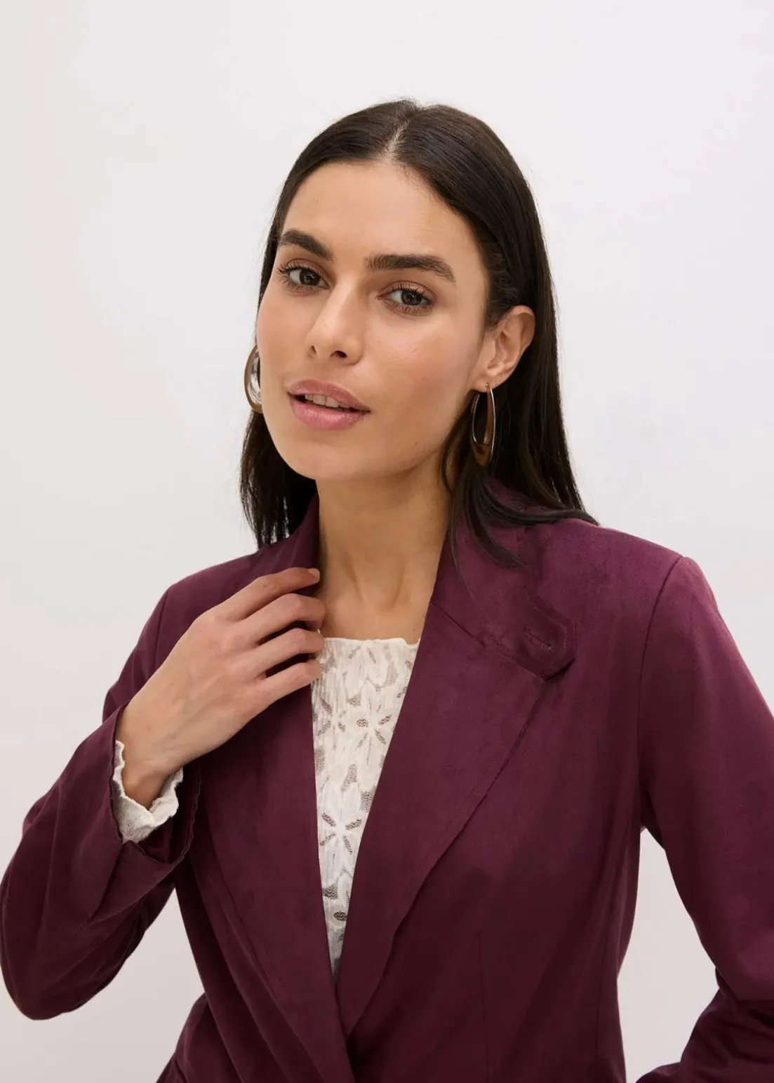 Velourslederimitat-Blazer