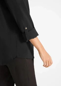 Viskose-Bluse mit V-Ausschnitt, langarm