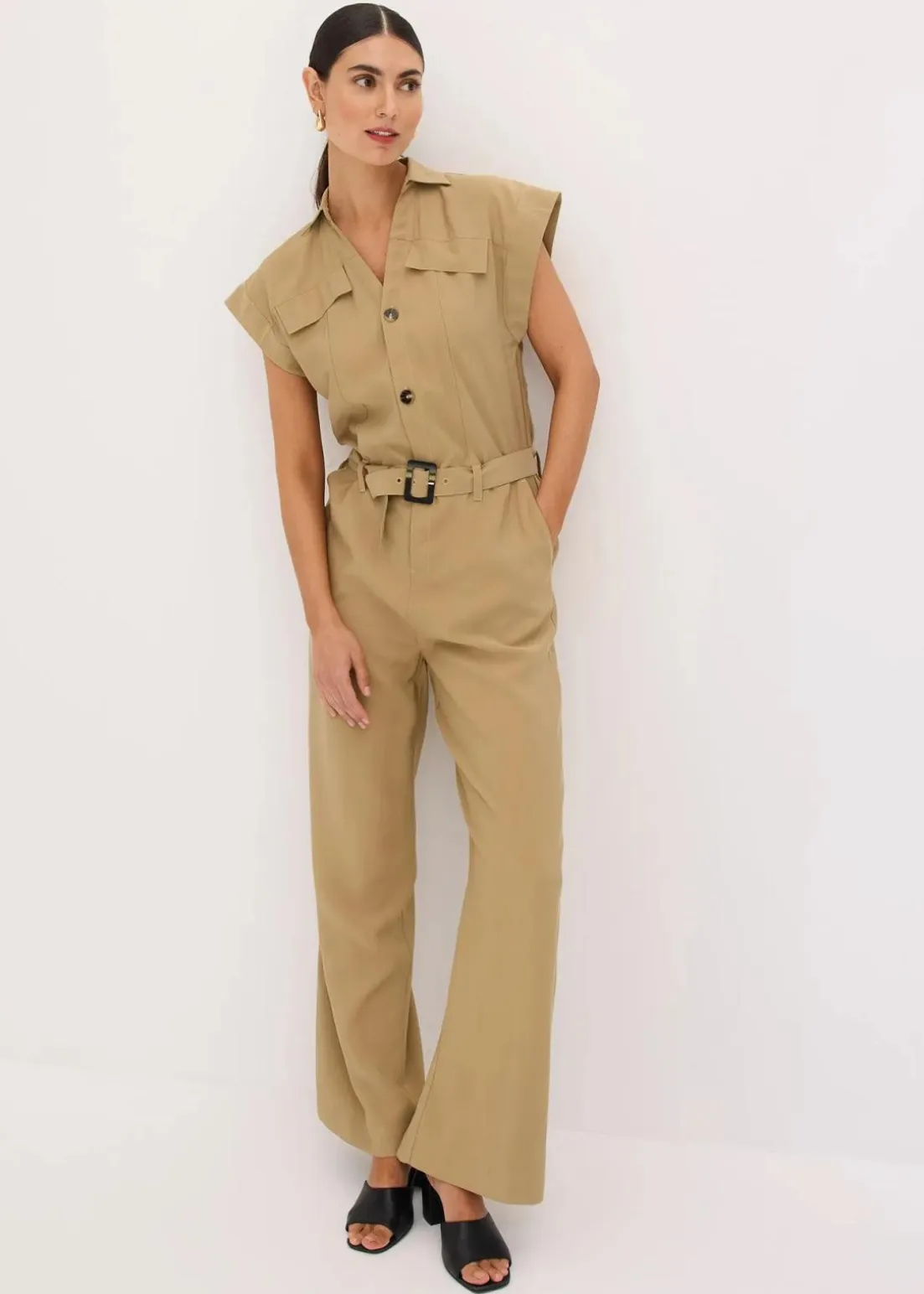 Viskose-Jumpsuit mit Bindeband