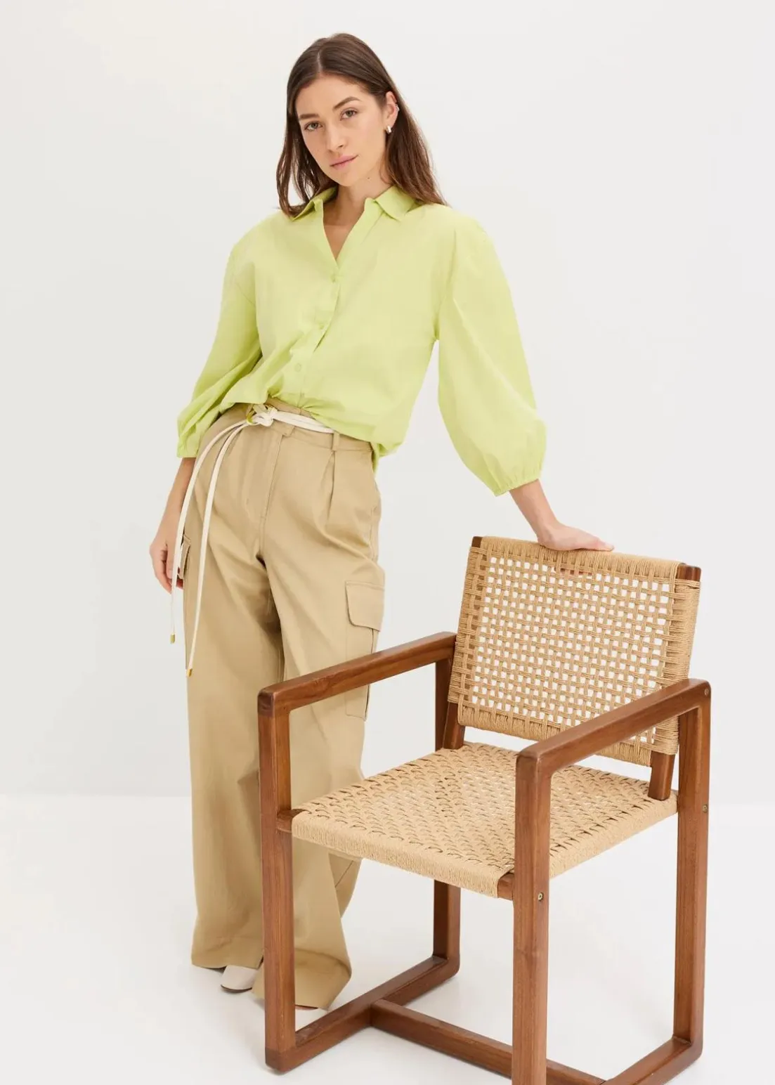 Vokuhila-Bluse aus Baumwoll-Mix