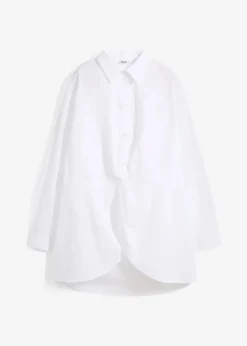 Vokuhila-Bluse in reiner Baumwolle