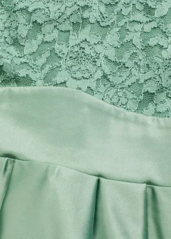 Vokuhila-Kleid aus glänzendem Satin mit Spitze