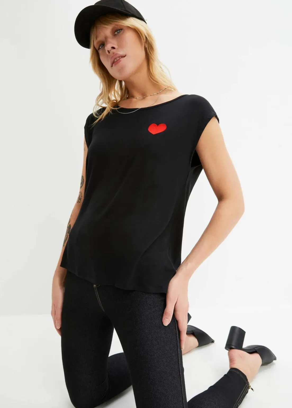 Vokuhila-Shirt aus fließendem Viskosemix