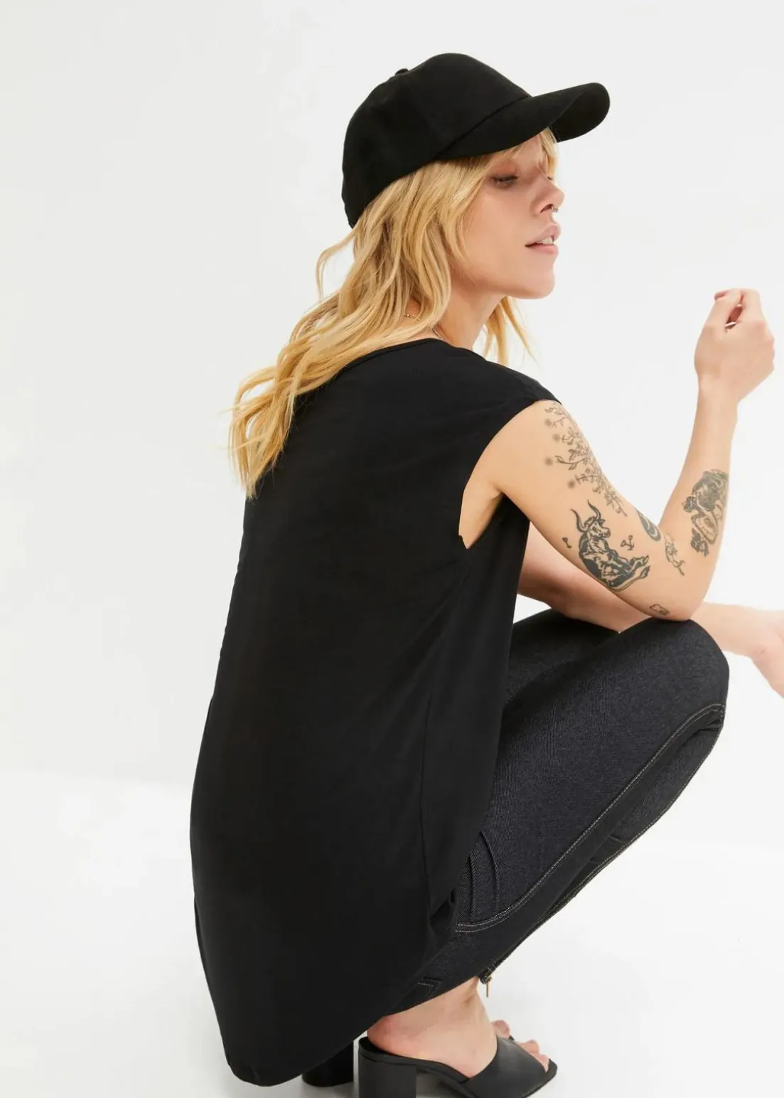 Vokuhila-Shirt aus fließendem Viskosemix